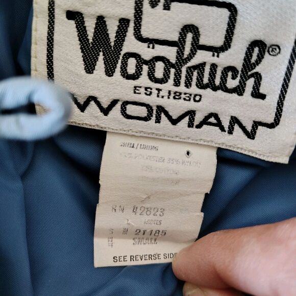 Vtg Woolrich Women's SMALL Long Puffer Coat Quilted Blue 80s 90s Retro Pastel - Picture 6 of 16